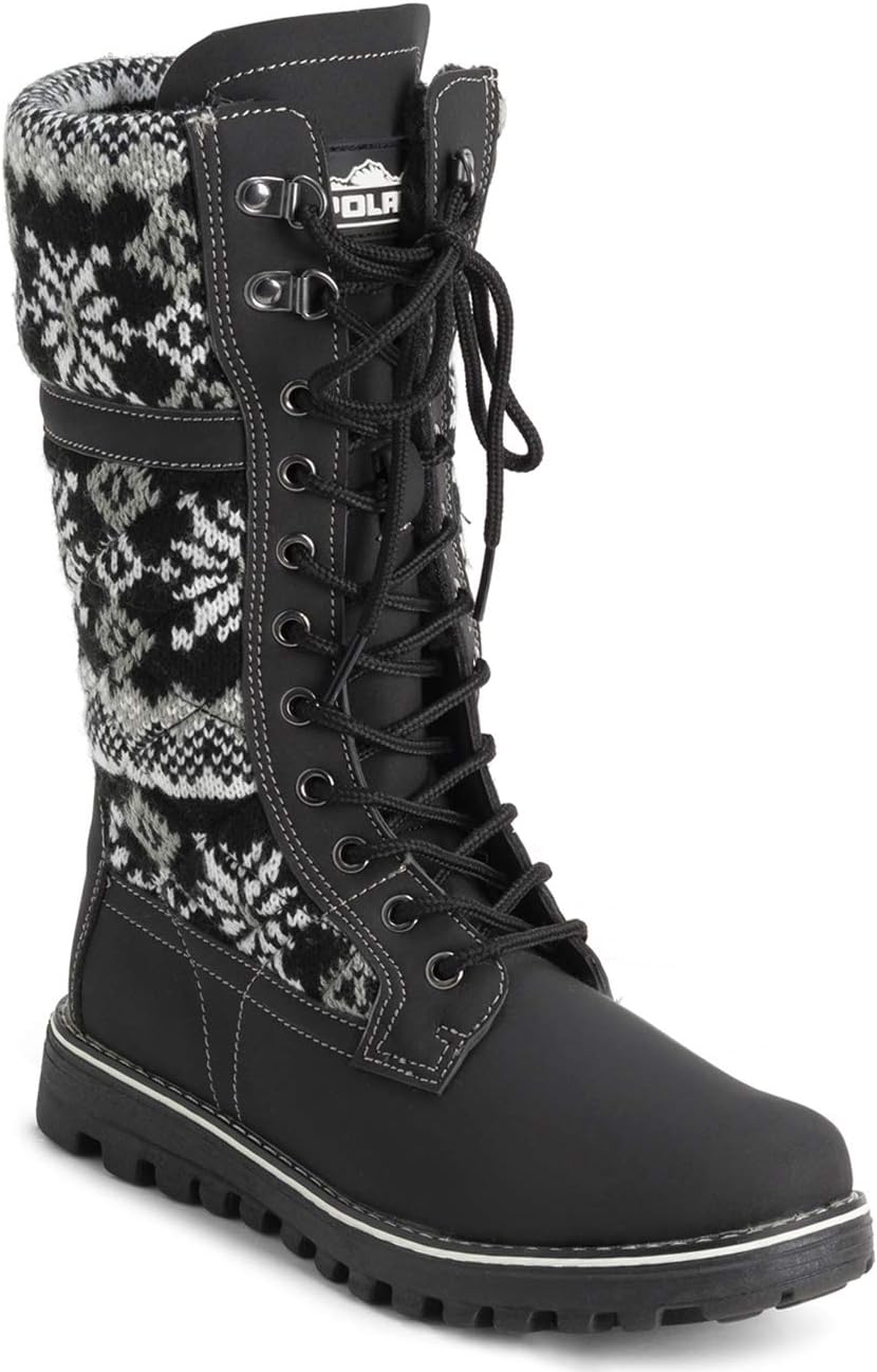 POLAR Womens Faux Fur Warm Thermal Waterproof Outdoor Walking Snow Winter Rubber Sole Calf Boots