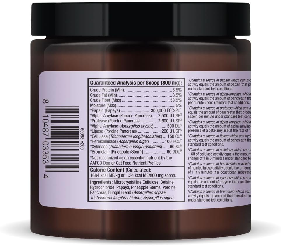 Dr. Mercola Bark & Whiskers Digestive Enzymes – Veterinarian Formulated – for Dogs & Cats – Non-GMO – 150 Scoops – Supports Kibble Digestion