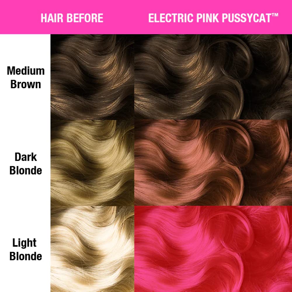 MANIC PANIC Cotton Candy Pink Hair Color - Amplified - Semi Permanent Hair Dye - Bright Pink Cool Toned Color - Glows in Blacklight - Vegan, PPD & Ammonia-Free - For Coloring Hair on Women & Men