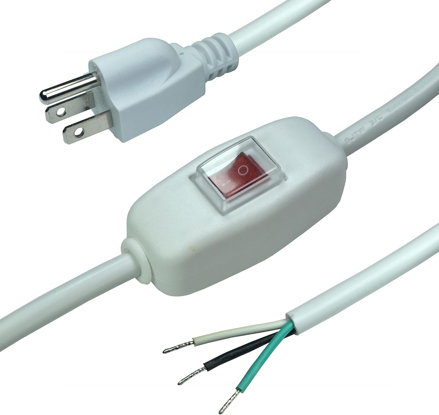FILSHU 6ft 18 Gauge 3 Prong AC Power Cord with On Off Switch