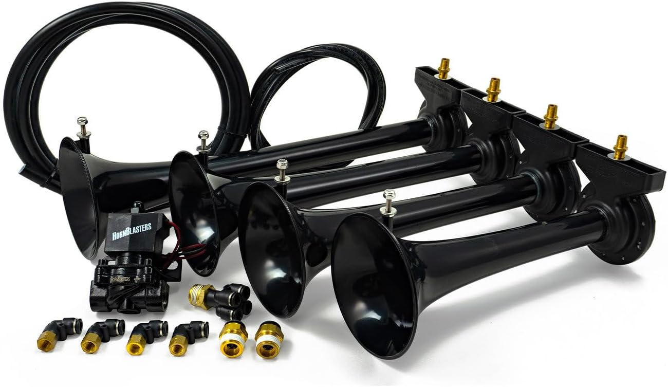 Hornblasters Conductor's Special 228H 2 Gallon 150 PSI All-In-One Train Horn Kit - USA Made Horns - 4 Trumpets - 147.7 Actual dB, Weather-Resistant
