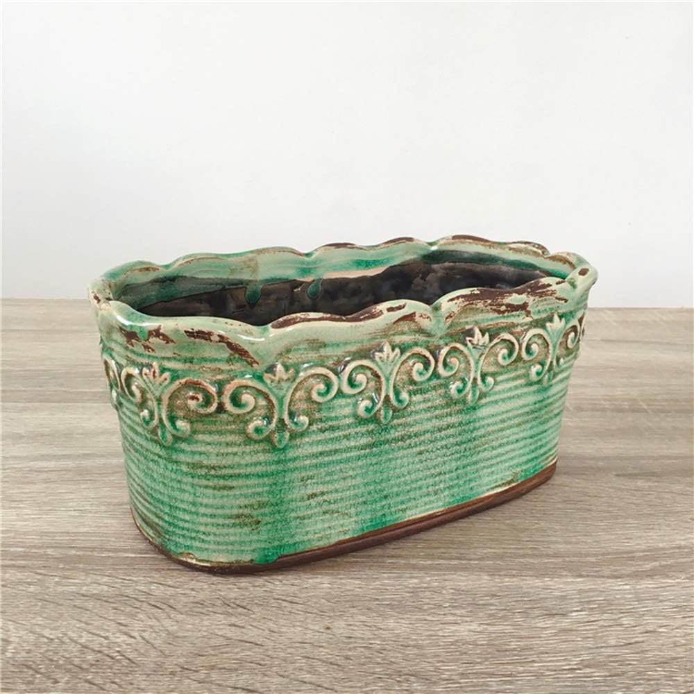 Blue Rectangular Ceramic Succulent Planter, 10 Inch, Indoor Use