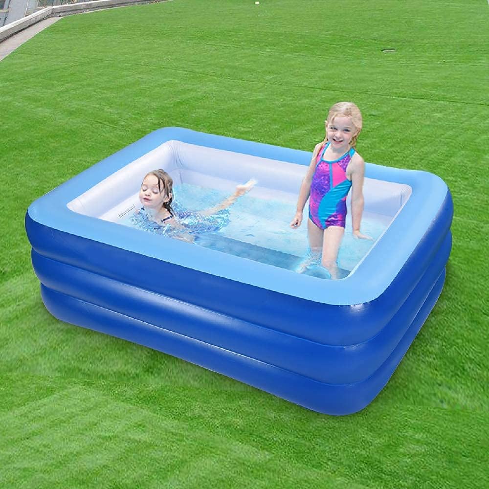 Inflatable Swimming Pool for Kids, 59" X 45" X 20" Kiddie Pools with Inflatable Soft Floor, Durable Blow Up Pools for Backyard