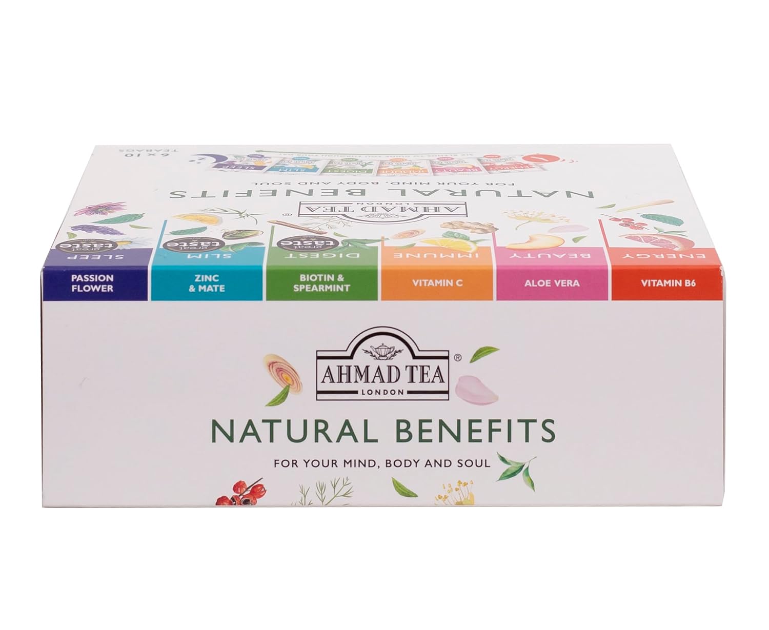 Ahmad Tea Green Tea, Evergreen Selection Pack Teabags, 60 Foil Teabags - Caffeinated & Sugar-Free