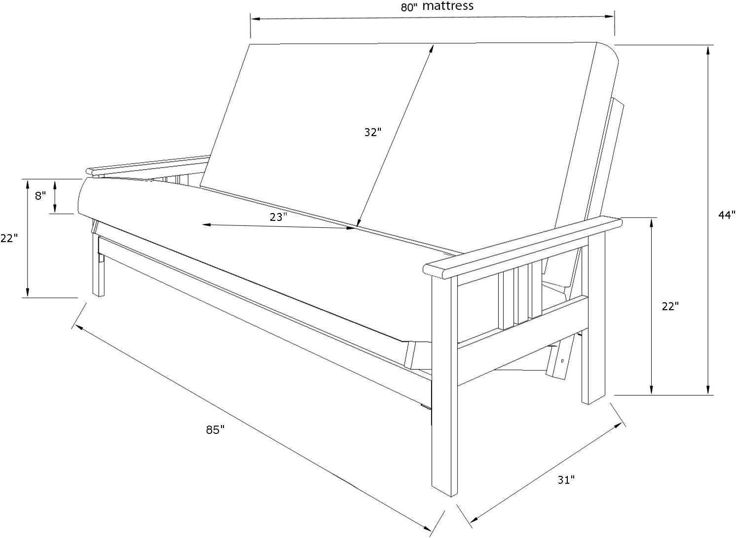Kodiak Furniture Monterey Futon Frame