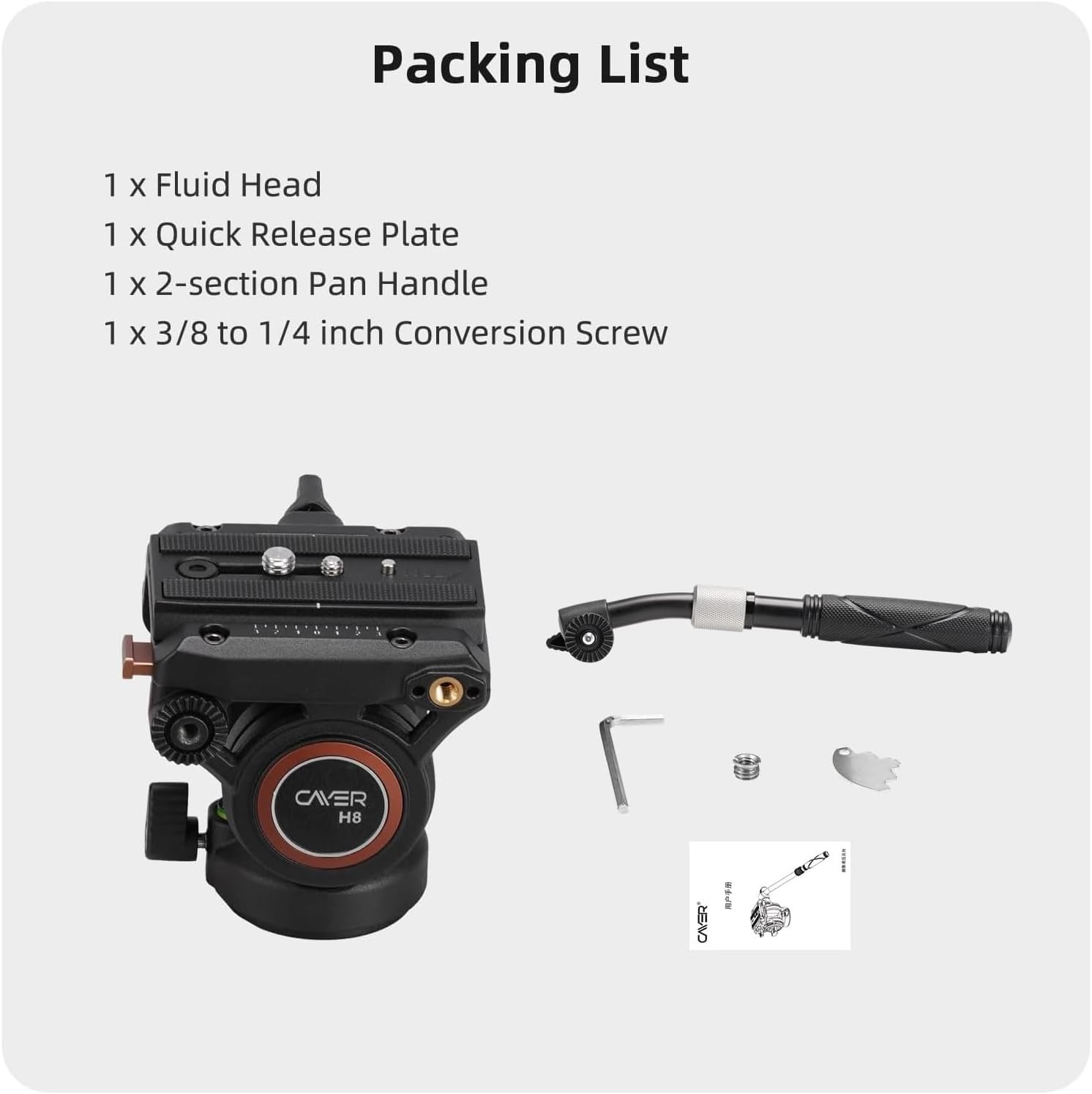 Cayer H8 Tripod Fluid Head, 60mm Base Video Head 13.2 Lb Load for Camera | Metal Housing, Adjustable Pan Handle, Smooth Fluid Movement