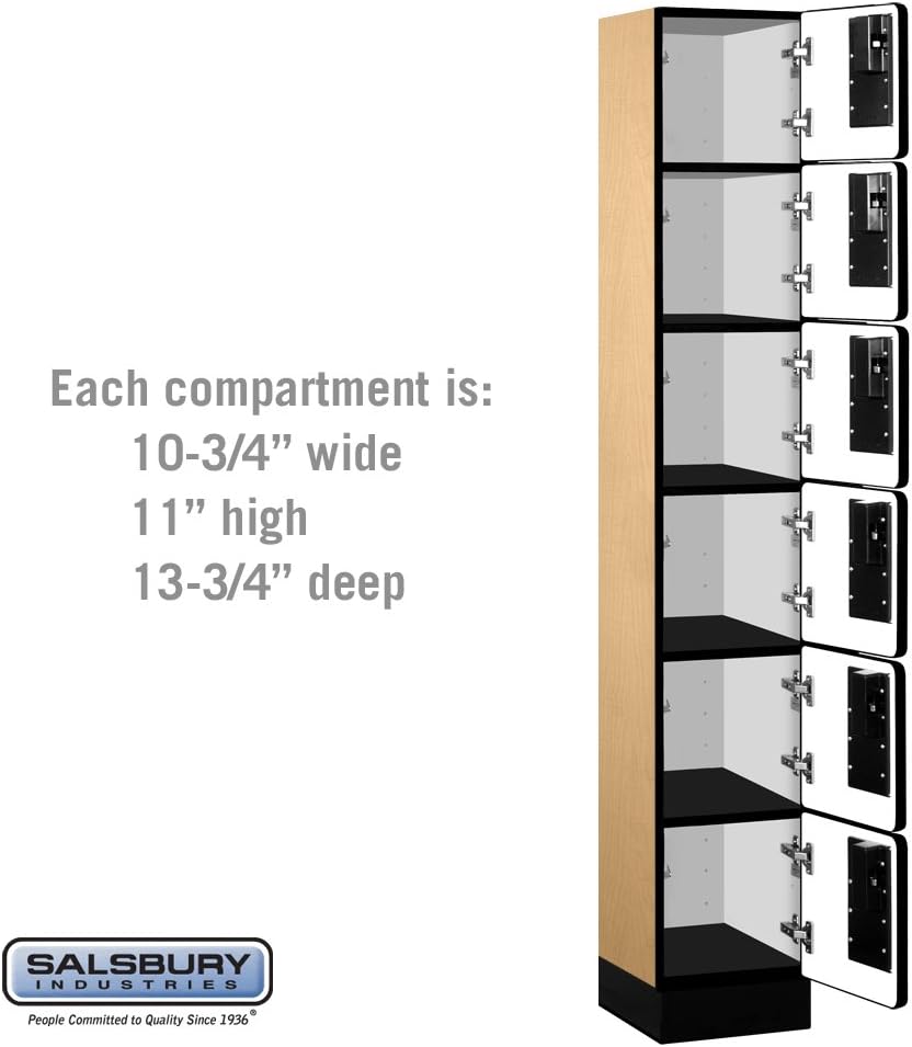 Salsbury Industries 36365MAH Six Tier Box Style Designer Wood Locker, 6' 3" x 15", Mahogany