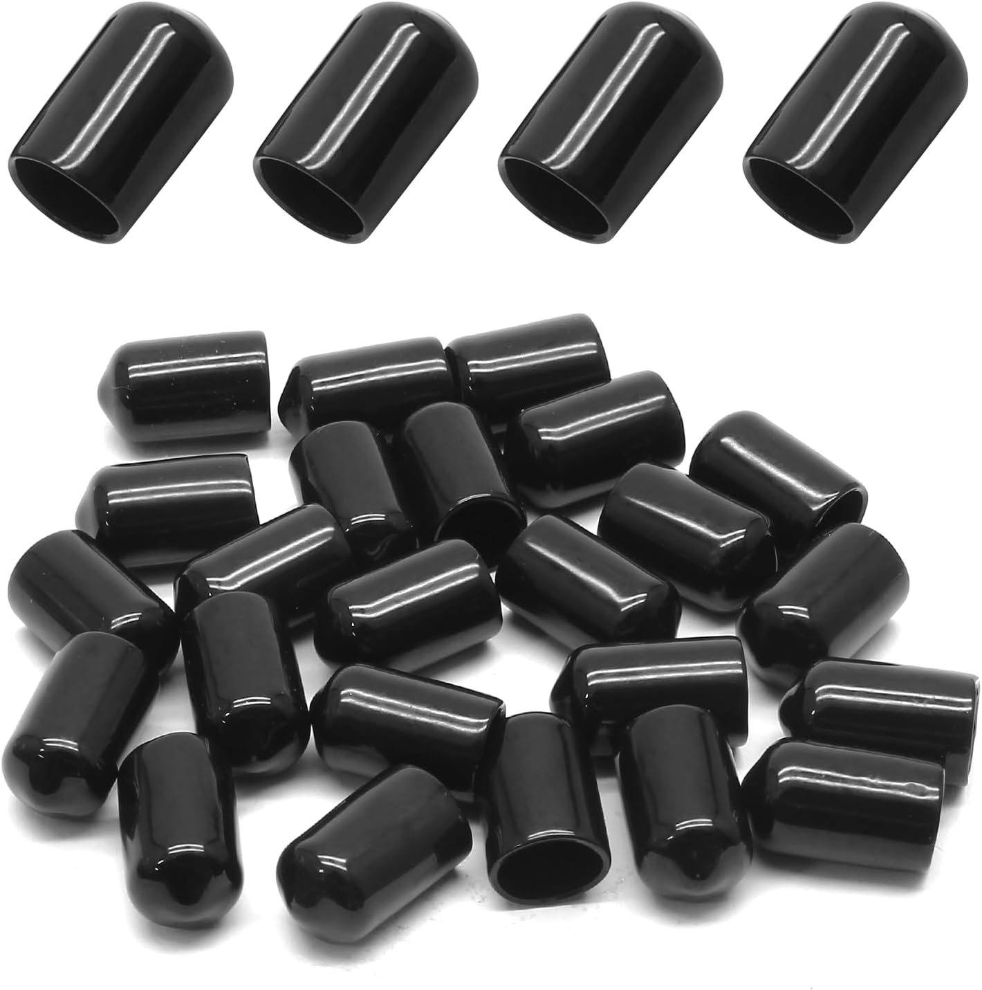 Bonsicoky 12Pcs Round Rubber End Caps 5/8" (16mm) ID, Black
