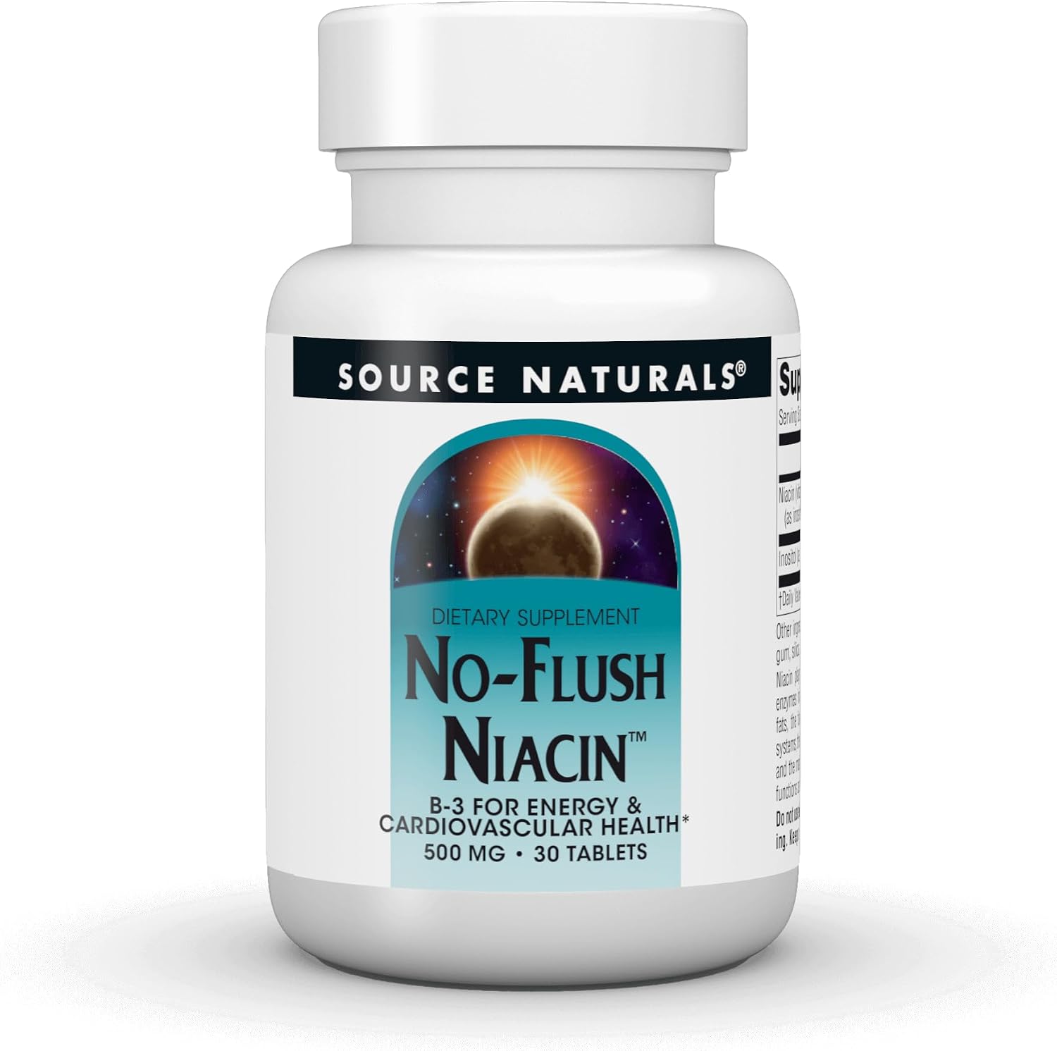 Source Naturals No-Flush Niacin, B-3, 500 mg - 30 VegetarianTablets | Cardiovasular Health | Energy Support*