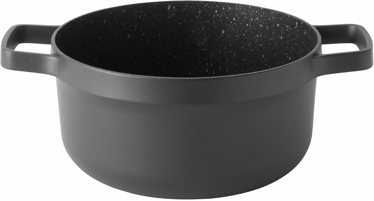 Berghoff GEM Nonstick 8" 3qt Stockpot with Glass Lid, Induction Soup Pot | Cast Aluminum Oven Safe Pasta Pot with Detachable Handle