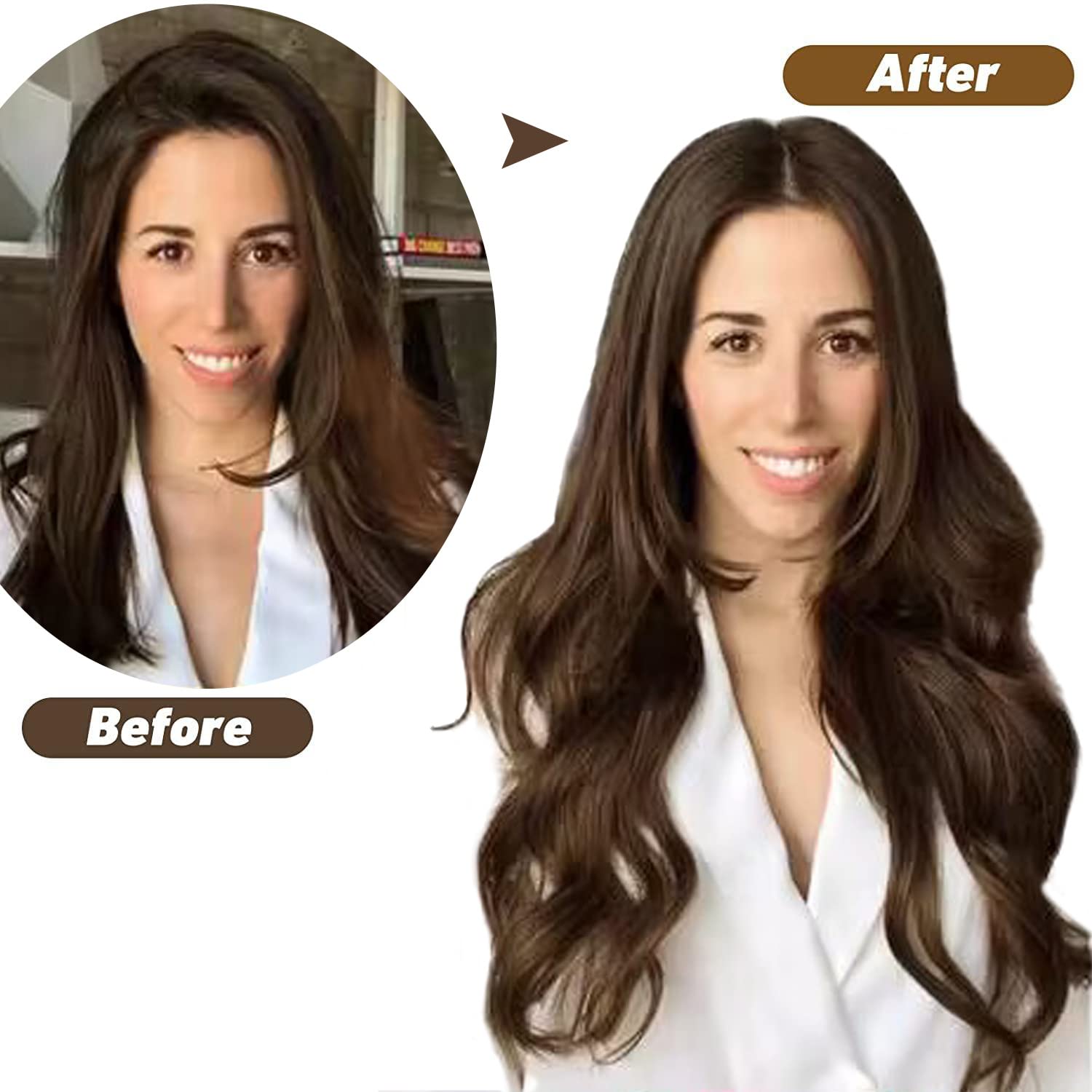 22" Clip in Human Hair Extensions Full Head 200g 10 Pieces 22 Clips Light Brown Double Weft Brazilian Real Remy Hair Extensions Thick Straight (22"