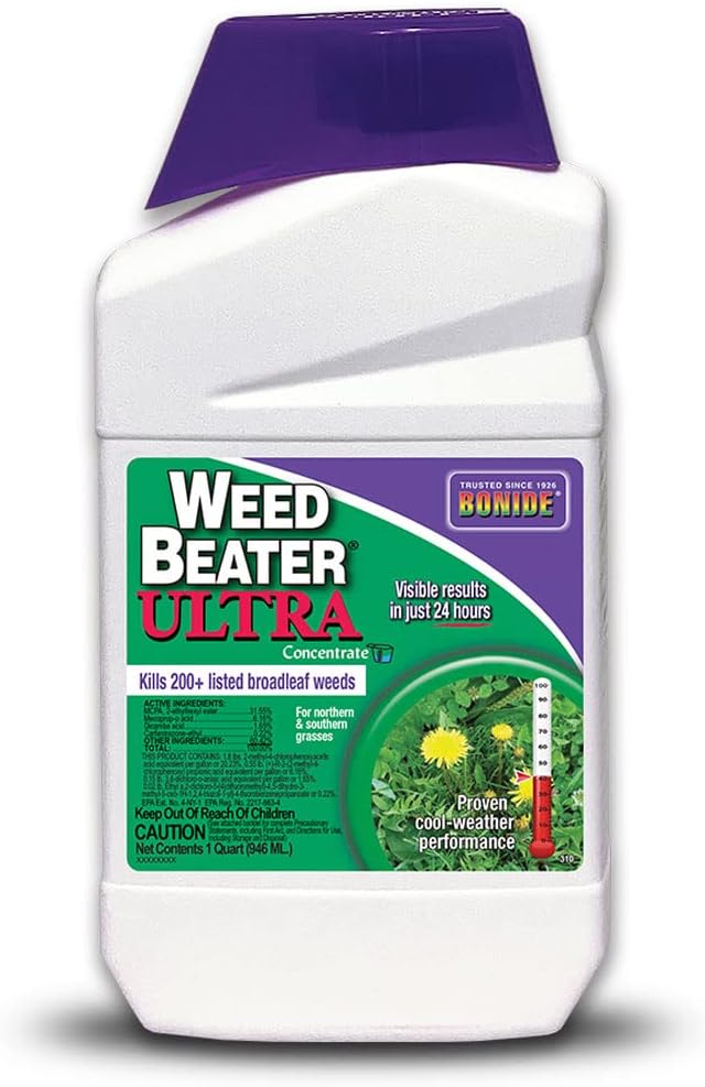 Bonide Weed Beater Ultra, 16 oz Concentrate, Fast-Acting Protection Against Broadleaf Weeds in Warm & Cool Weather