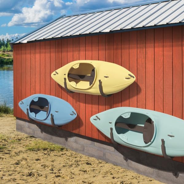 2-Pack of Kayak Storage Hook Sets - Kayak Wall Mount Hangers with 100lb Capacity Per Pair for Paddleboards, Surfboards,