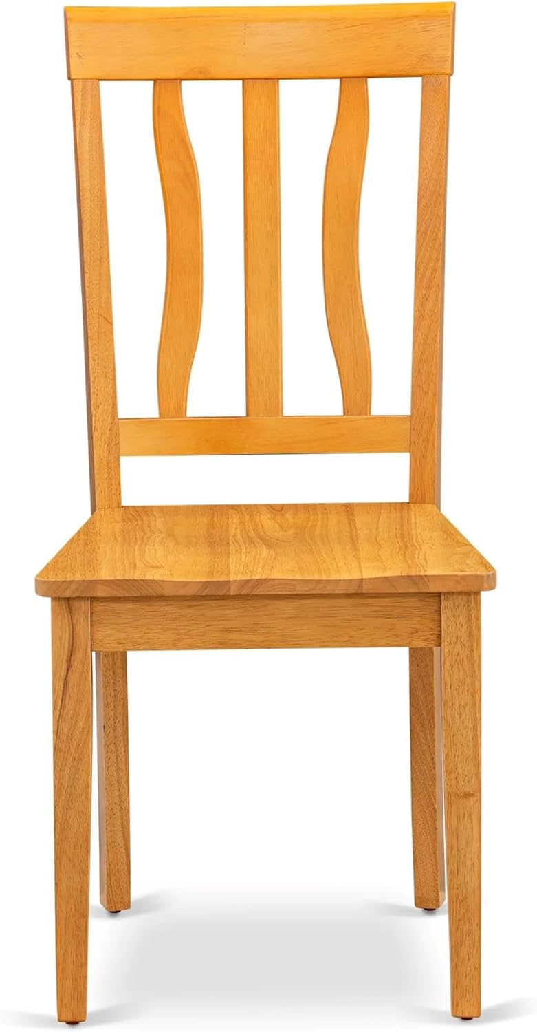 East West Furniture ANC-WHI-W Antique Dining Room Chairs - Slat Back Solid Wood Seat Chairs, Set of 2, Buttermilk & Cherry