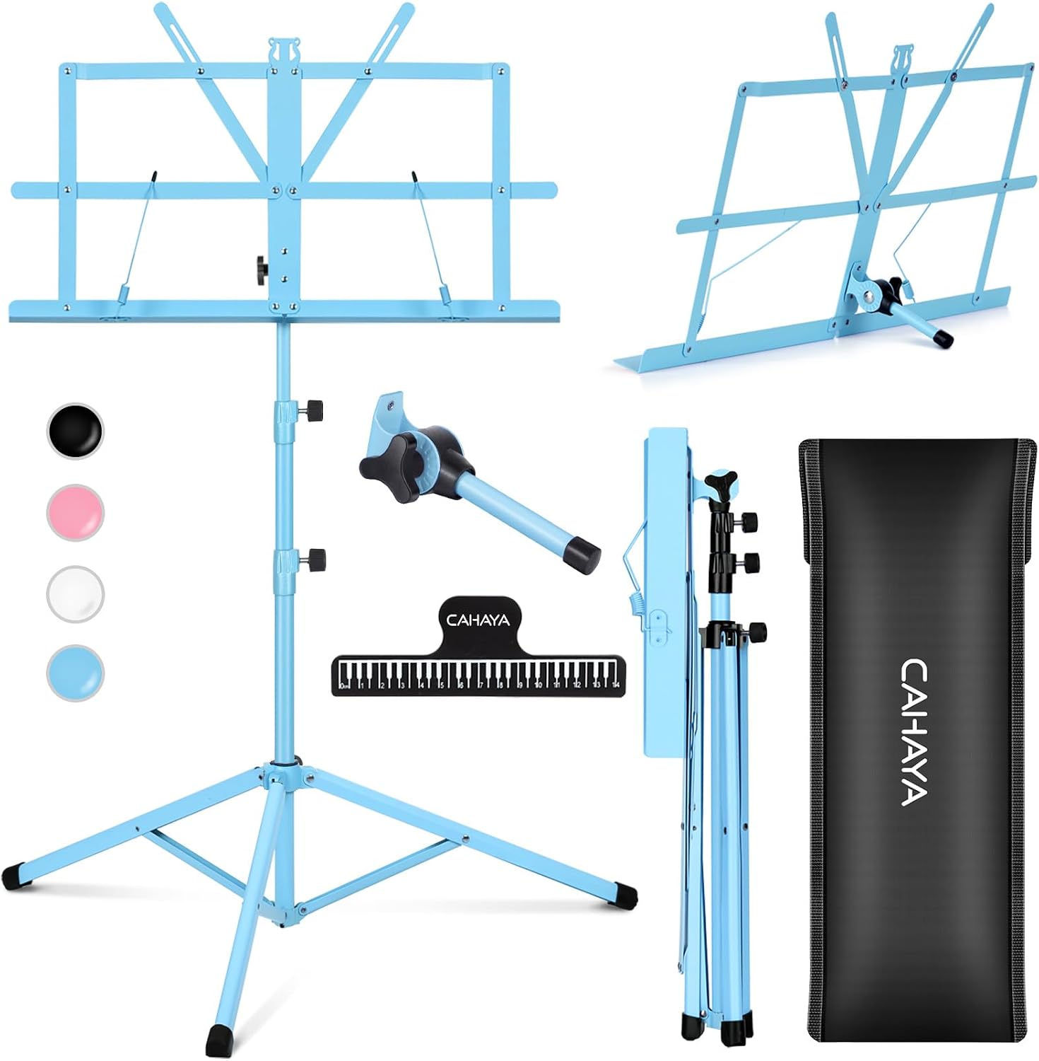 CAHAYA Sheet Music Stand Portable Folding Dual Use Desktop Book Holder