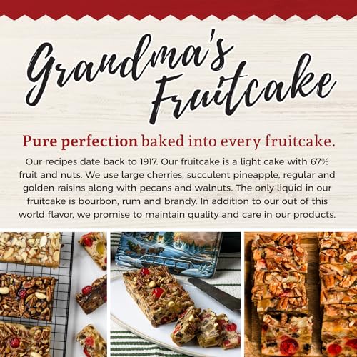 Beatrice Bakery Co. Original Fruitcake, Grandma's Old Fashioned Fruit and Nut Freshly Made, Brandy, Bourbon and Rum Fruitcake, Est. 1917 (32 oz Box)