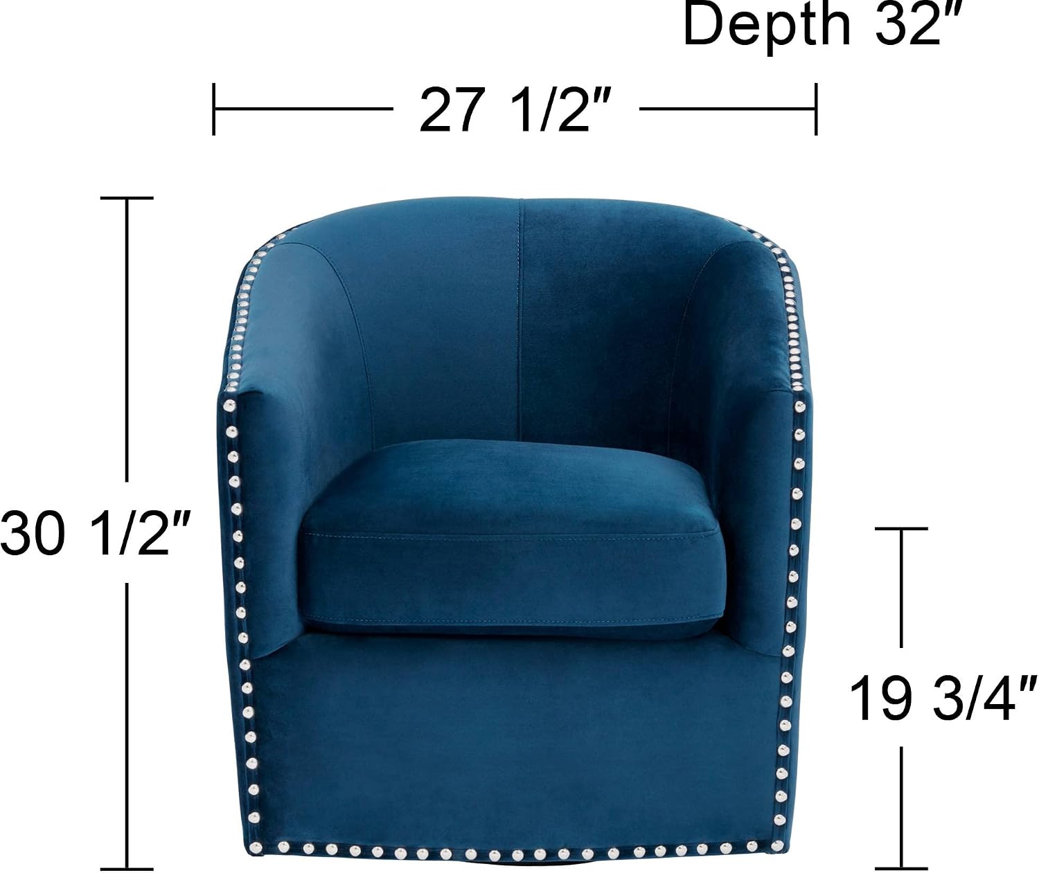 Studio 55D Fullerton Nail Head Trim Navy Blue Swivel Accent Chair