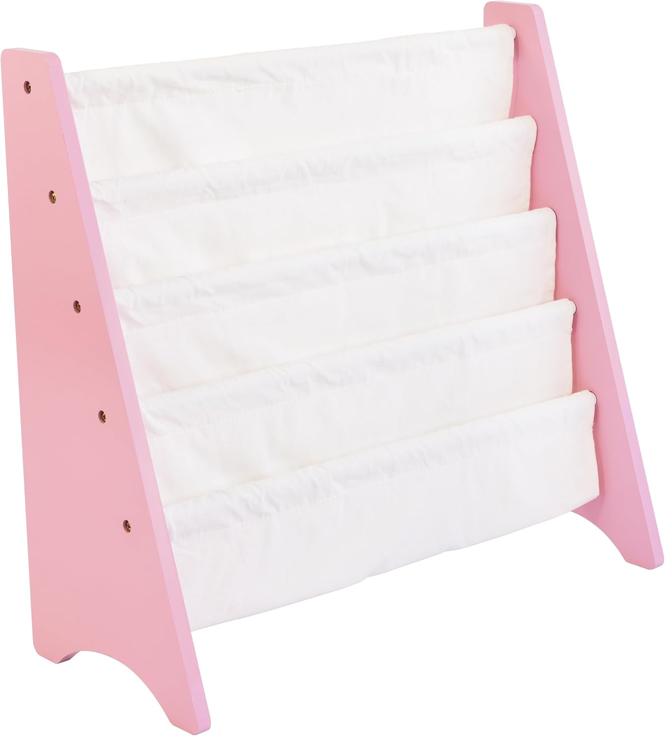 Humble Crew Kids Bookshelf, Montessori Front Facing Toddler Bookcase 4 Tier | Book display rack and reading nook organizer, nylon pockets show covers face out, compact for any playroom or bedroom space