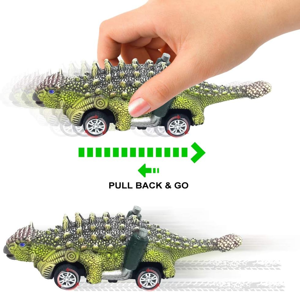 Dinosaur Toy Pull Back Cars, 6 Pack Dino Toys for 3 Year Old Boys Girls and Toddlers, Boy Toys Age 3, 4, 5 and Up, Pull Back Toy Cars