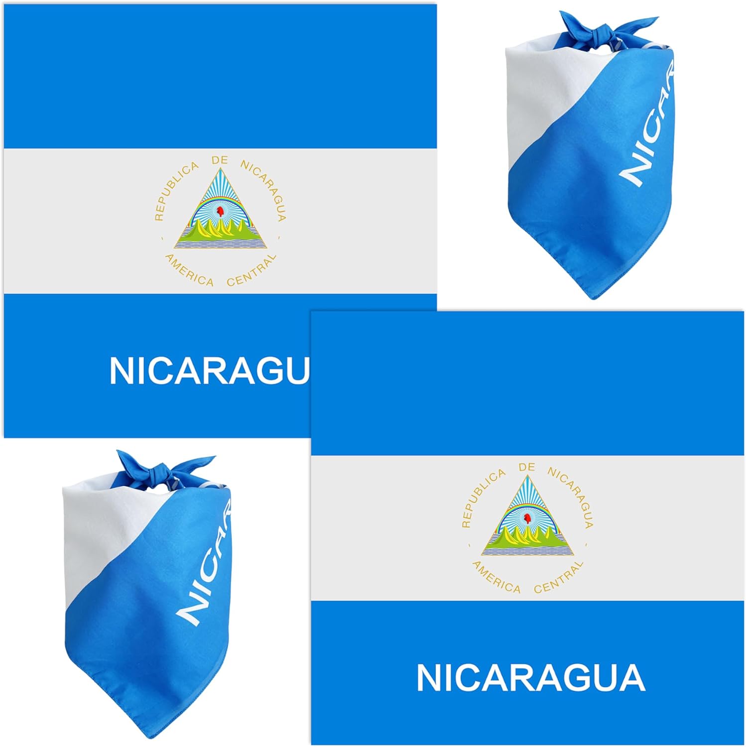 WEITBF 2 Pack Nicaragua Flag Bandana Nicaraguan Scarf Bandanas Headband - 100% Cotton, 22 x 22 inch