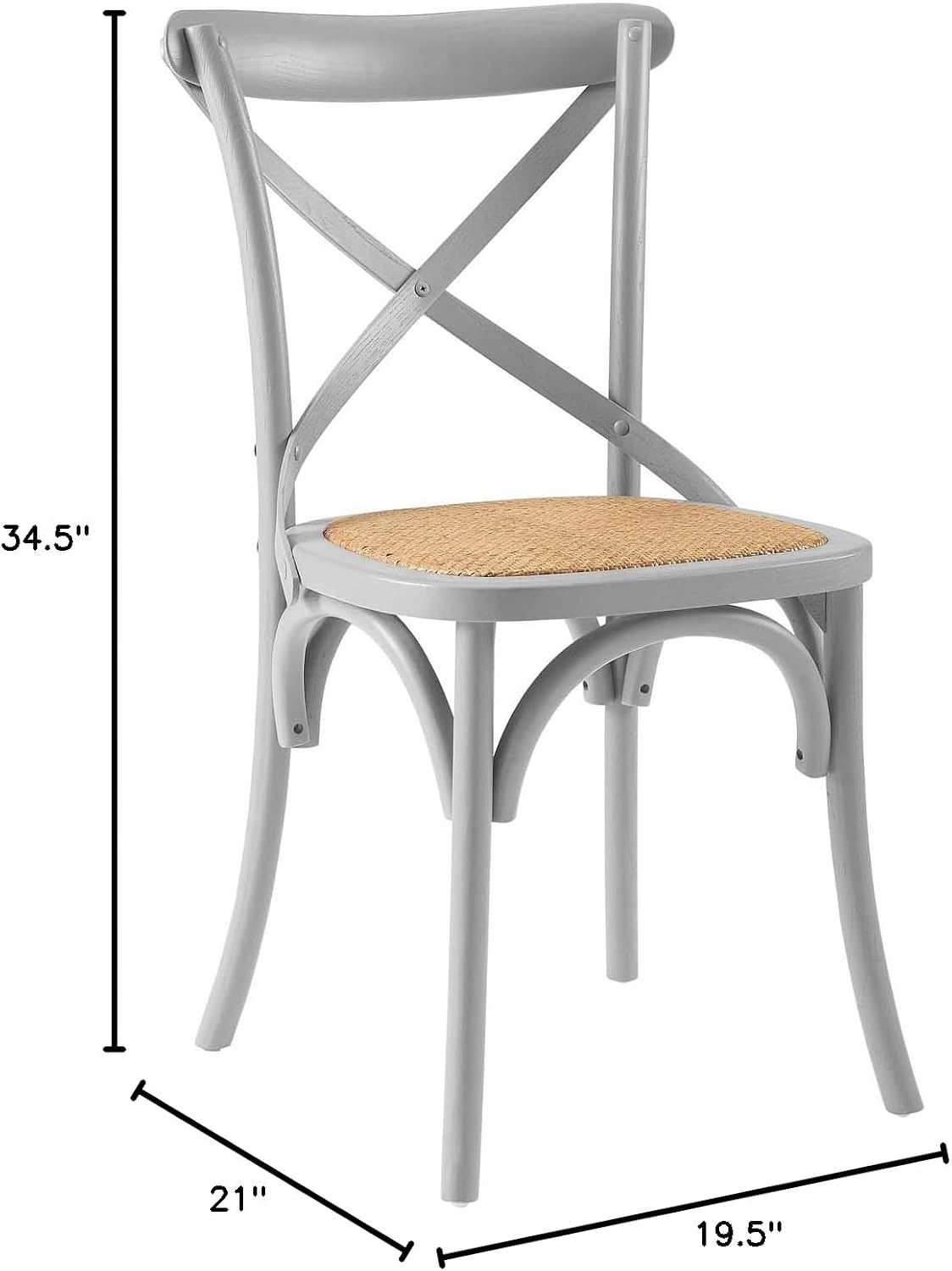 Modway Gear Rustic Modern Farmhouse Elm Wood Rattan Dining Chair in Gray