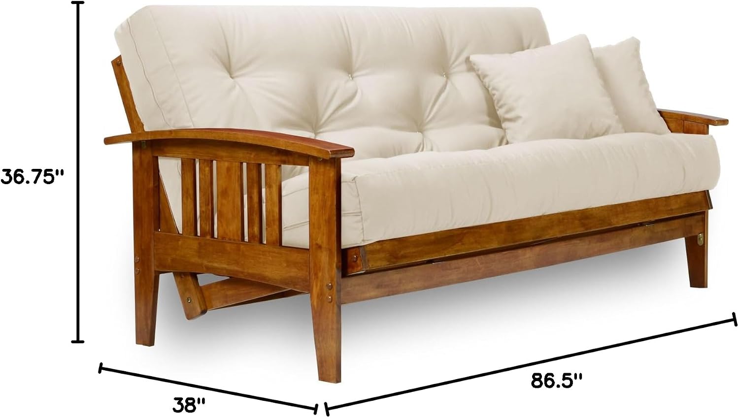 Westfield Futon Set - Queen Size, Frame, 8" Mattress, Twill Ivory Cover