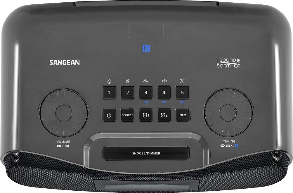 Sangean RCR-30 FM-RBDS/AM/Bluetooth/Aux-in Digital Tuning Clock Radio with USB Phone Charging and Sound Soother, Gray