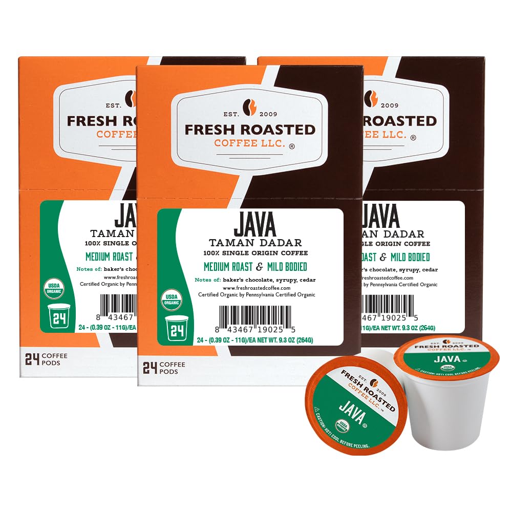 Fresh Roasted Coffee, Organic Colombian K-Cup Pods for Keurig Brewers, Medium Roast, USDA Organic, Kosher, 24 Count (Pack of 3)