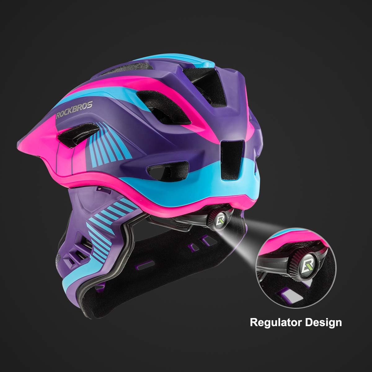 ROCKBROS Kids Full Face Bike Helmet Lightweight Detachable MTB Helmet