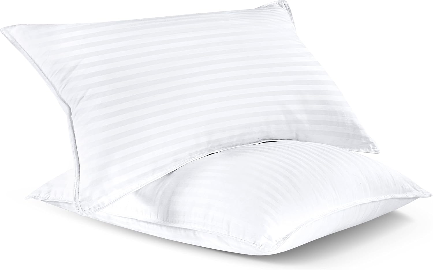 Utopia Bedding Hotel Bed Pillows for Sleeping, Pillows King Size Set of 2 | Down alternative pillows, cooling hotel quality, luxury comfort for back, side & stomach sleepers, Premium Stripes, White