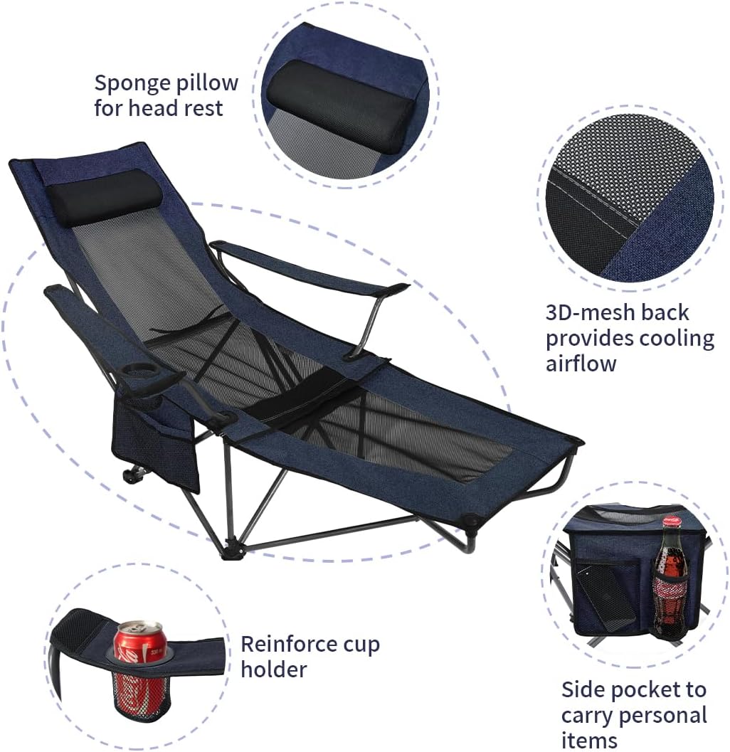 OUTDOOR LIVING SUNTIME Camping Folding Portable Mesh Chair with Removabel Footrest…