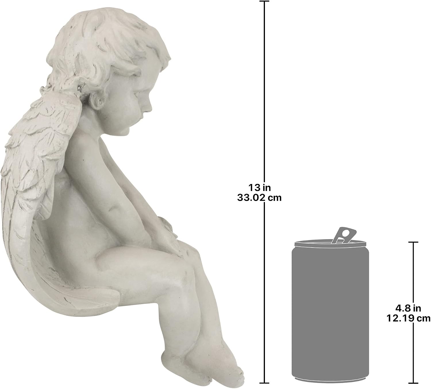 Design Toscano JE101261 Angel of Meditation Shelf Sitting Statue, 13 Inch, Polyresin, Antique Stone