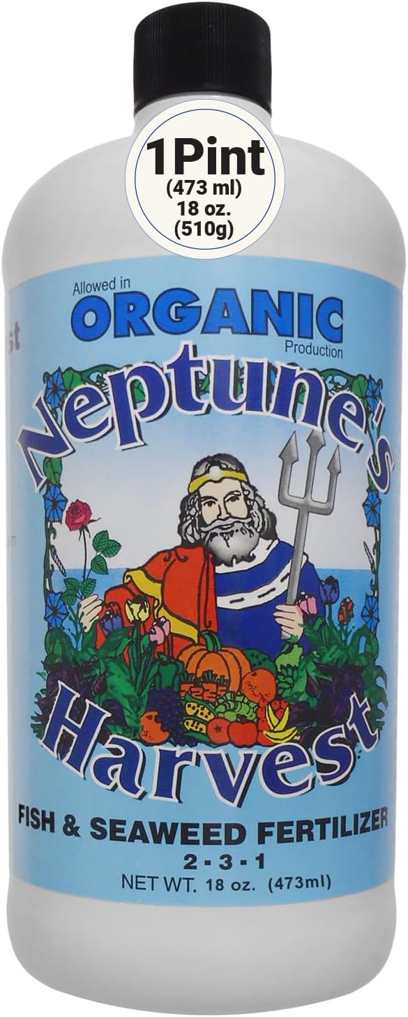 Neptune's Harvest Fish & Seaweed Liquid Fertilizer (2-3-1) - 1 Gallon Bottle - Plant Food for Garden - Indoor & Outdoor Organic Plant Fertilizer for Vegetables, Flowers, Fruit, and Lawns