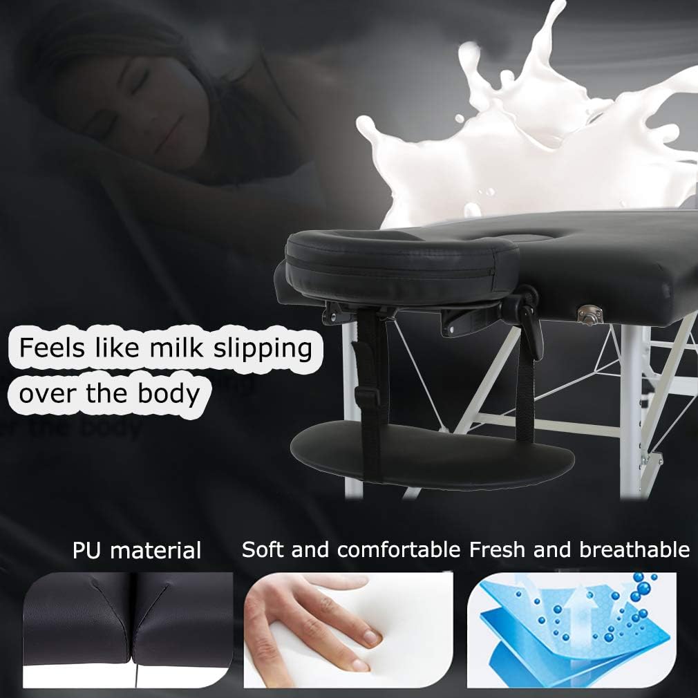 PayLessHere Massage Table Massage Bed Spa Bed 73 Inch Aluminium Massage Table W/Face Cradle Carry Case Height Adjustable 2 Fold Portable Facial