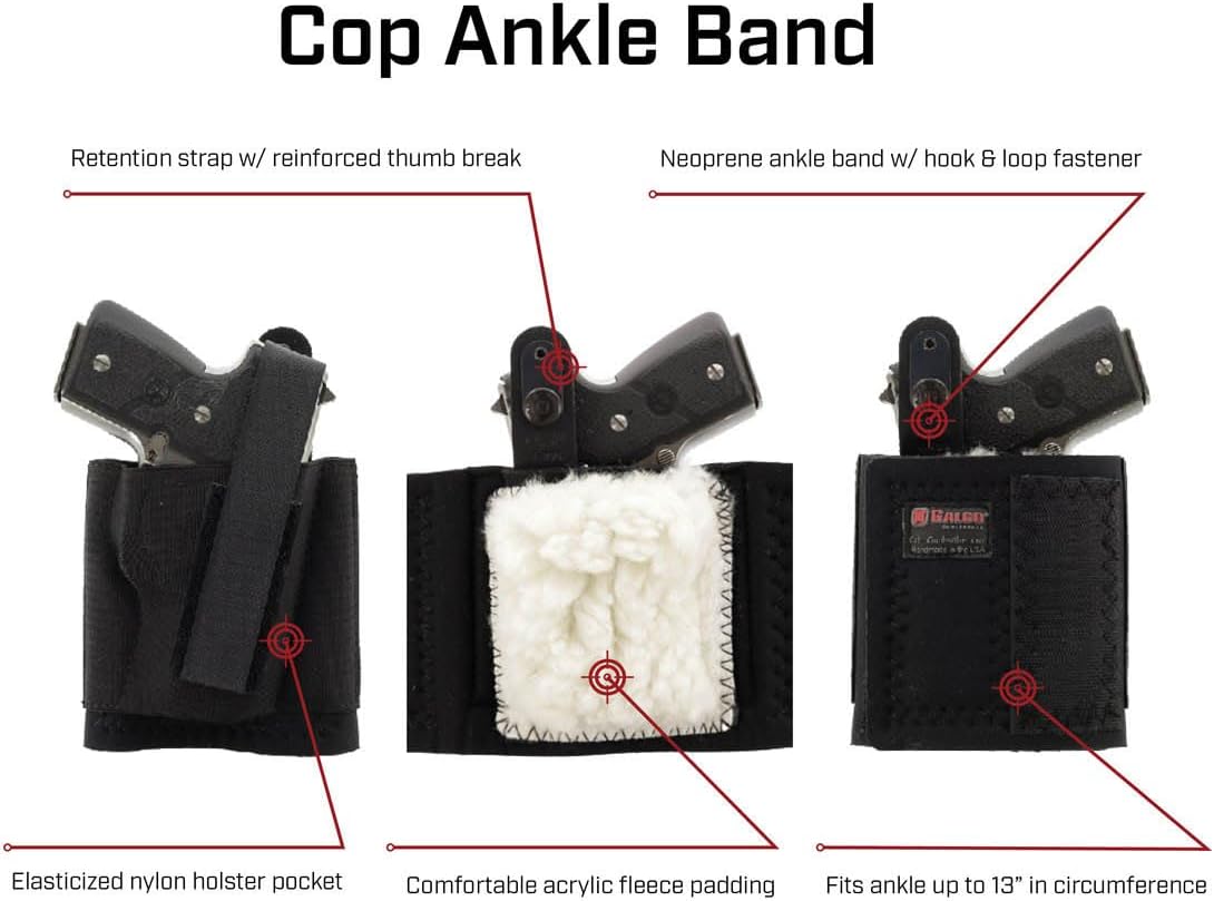 GALCO CAB2L Cop Ankle Band Right Hand Neoprene Ankle Holster