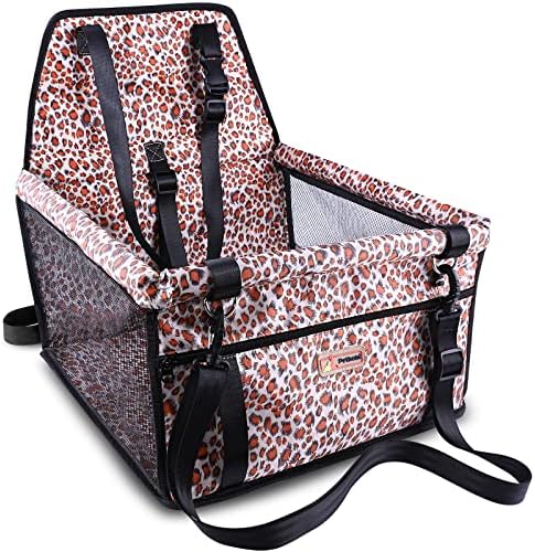 Petbobi Dog Car Seat for Small Dogs and Cats up to 15 lbs, Portable Booster | Pink, Water-resistant Oxford fabric, PVC Tubes, Folds Flat, Clip-on Leash Keeps Pups Secure and Drivers Focused