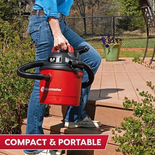 Vacmaster VOM205P 1101 2.5-Gal 2 Peak HP Wall Mount Wet/Dry Vacuum Red