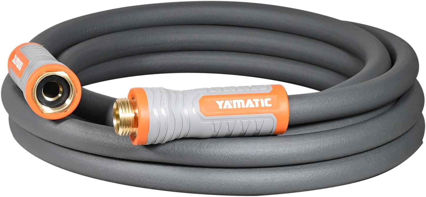YAMATIC Flexible Garden Hose 5/8" x 50ft, 360° Swivel Handle, Burst 600 PSI