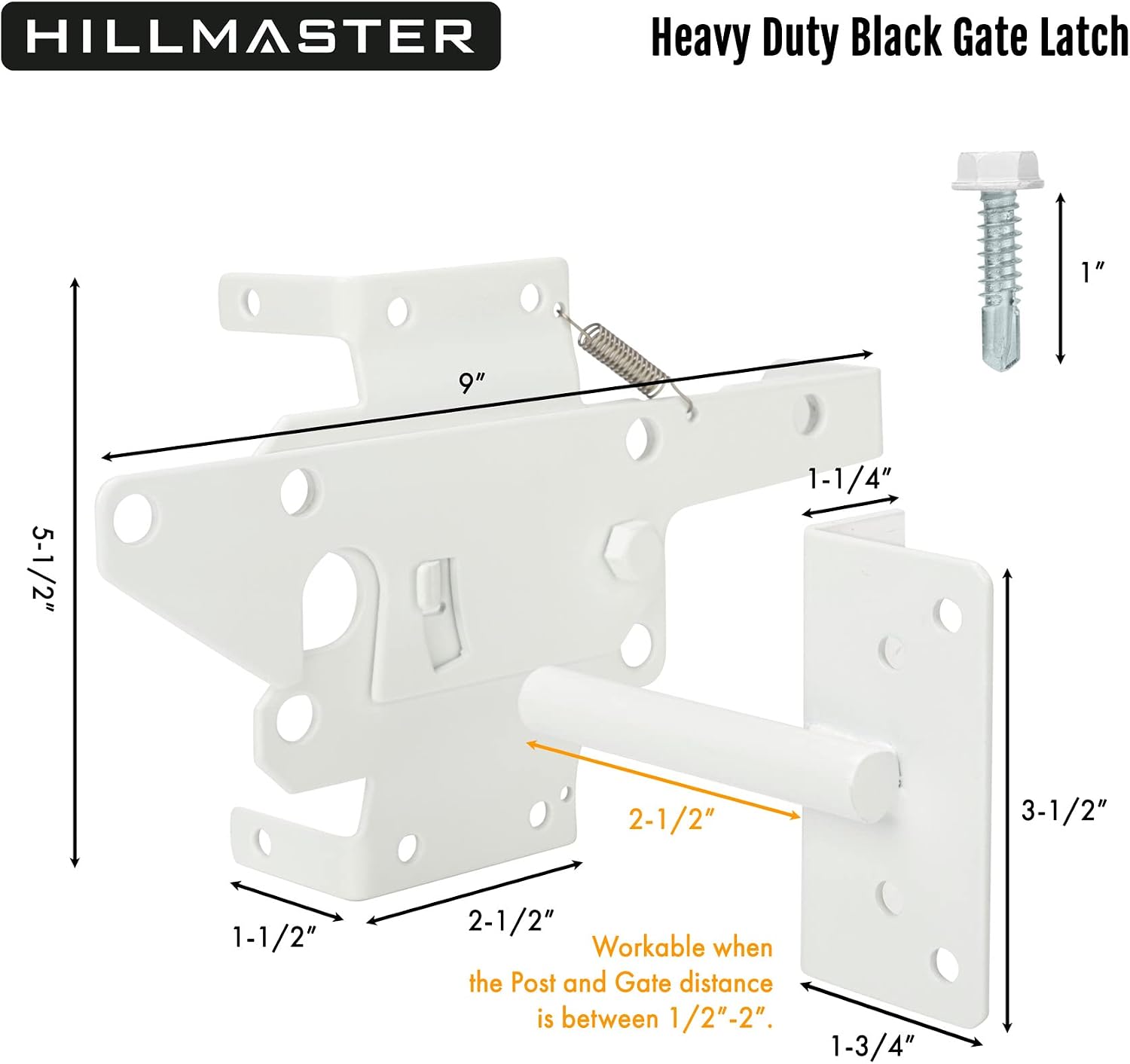 HILLMASTER Heavy Duty Self-Locking Gate Latch for Wooden Fence, Post Mount Automatic Gate Lock Gravity Door Latch Hardware for Secure Pool