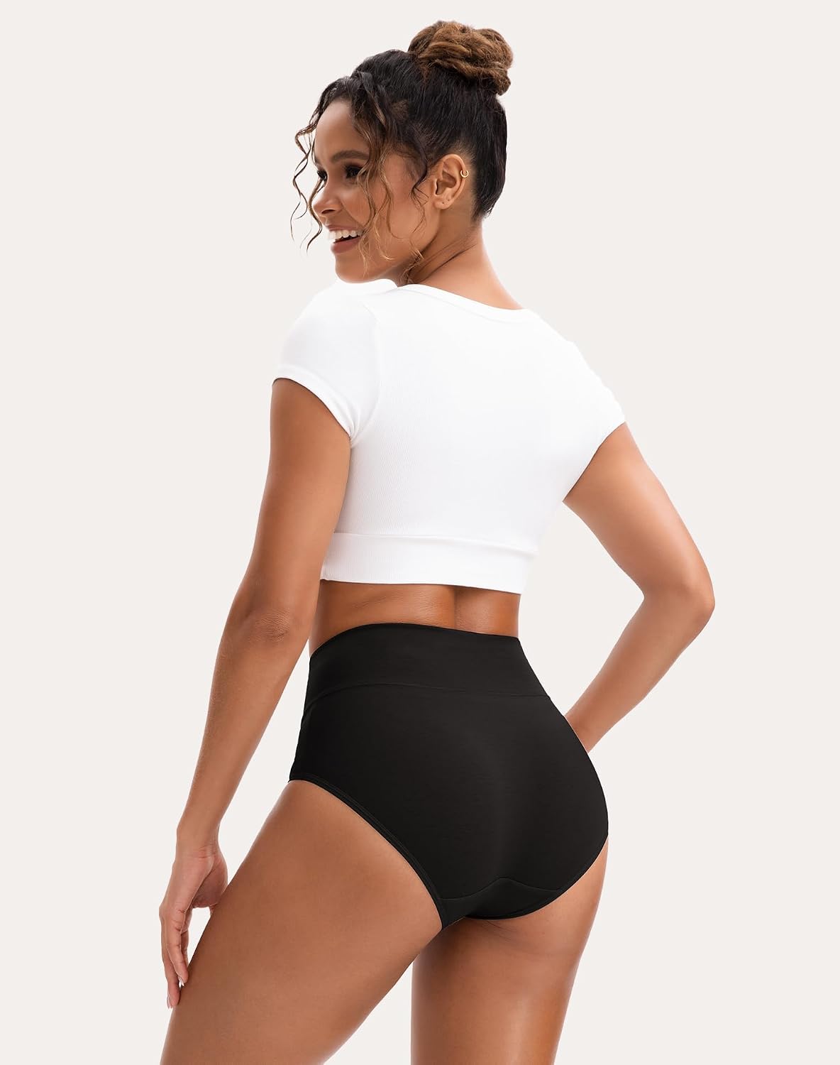 INNERSY Women's High Waisted Underwear Cotton Panties Regular & Plus Size 5-Pack