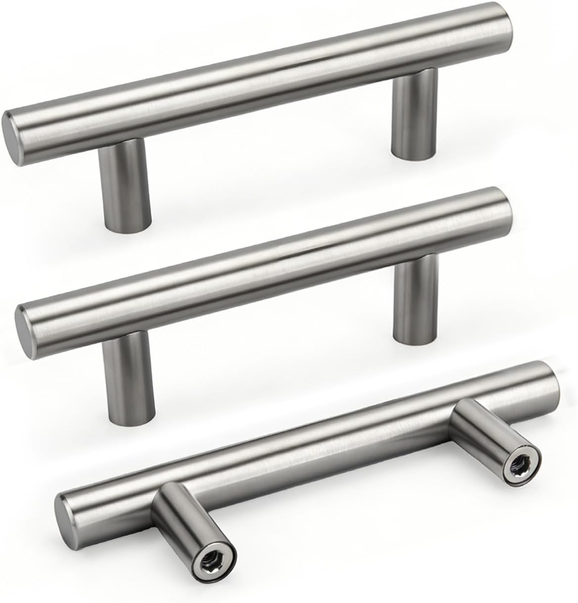 Goldenwarm 5 Pack 3 inch Gold Cabinet Handles Brushed Gold Cabinet Pulls | Gold Dresser Drawer Handles Stainless Steel Drawer Pulls for Kitchen Bathroom Bedroom, Easy to Install