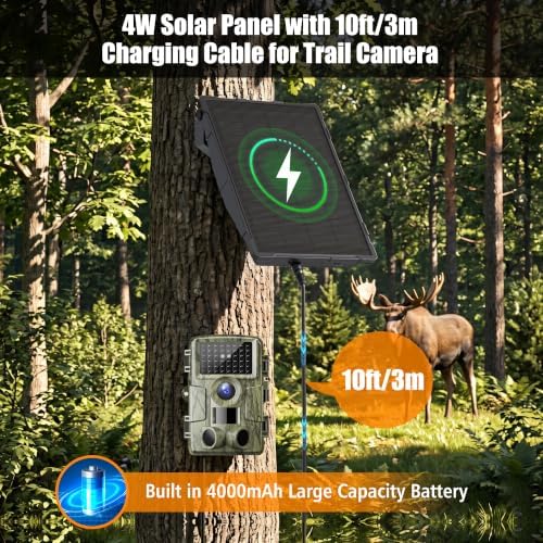 Trail Camera Solar Panel for Tactacam and Cellular&Wireless Hunting Camera | 12V Solar Battery Charger Kit with 4000mAh Rechargeable Battery