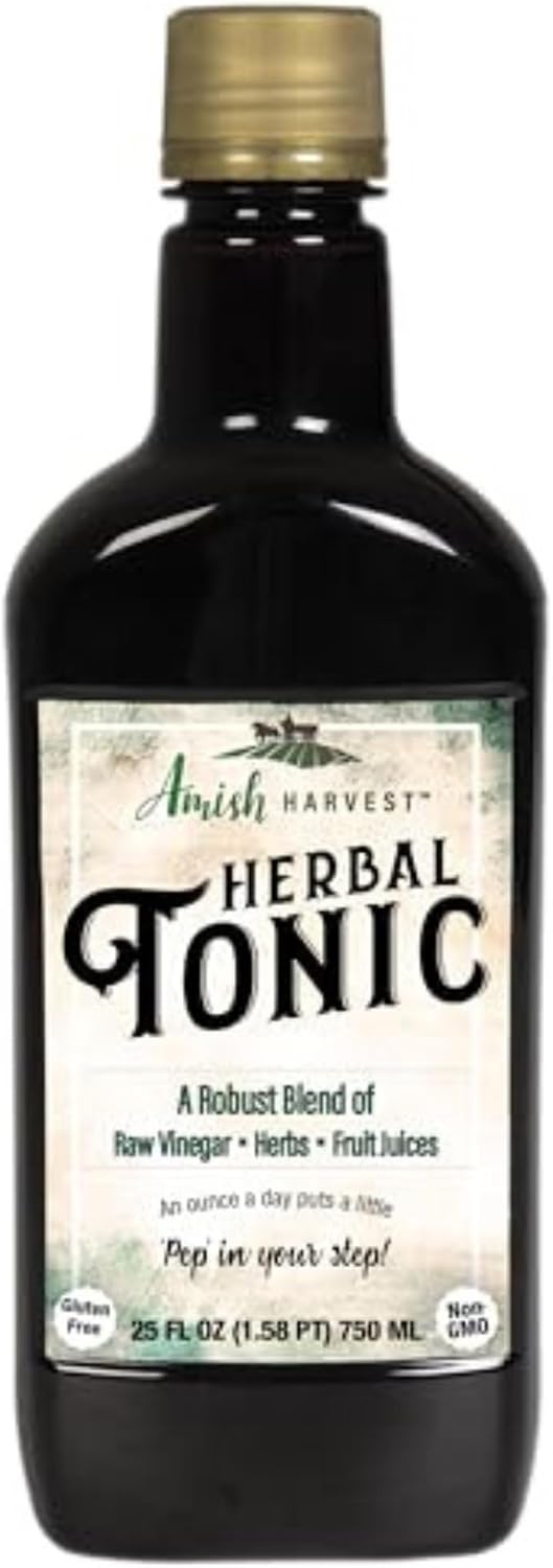 Sipping Apple Cider Vinegar Tonic – 1-Pack of Amish Harvest Elixir with 25 Herbs & Juices like Wildcrafted Apple Cider Vinegar with Mother &