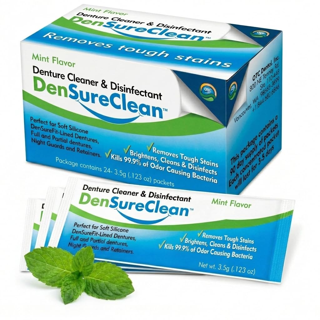 DenSureClean Denture, Retainer & Aligner Cleaner Powder, 120-Day Supply