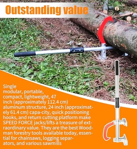 SPEED FORCE 47 Inch TimberJack Forestry/Logging/Log Jack/Chainsaw/Log Lifter/Cant Hook/Timber Jack, Full Aluminum Construction, Strong & Sturdy