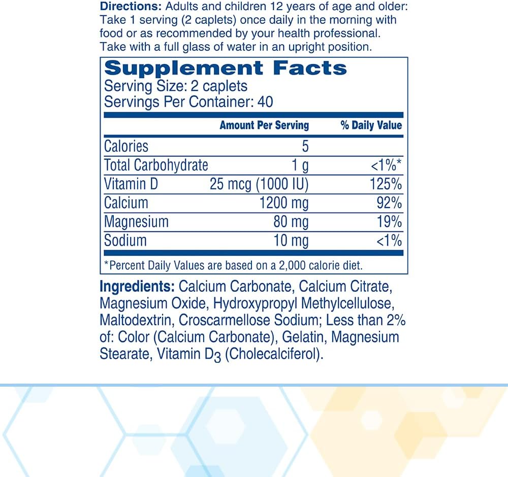 Citracal Slow Release- Calcium 1200 mg with Vitamin D3, Magnesium, Calcium Supplement, Bone Health Support, Take Once Daily Caplet, 80 Count