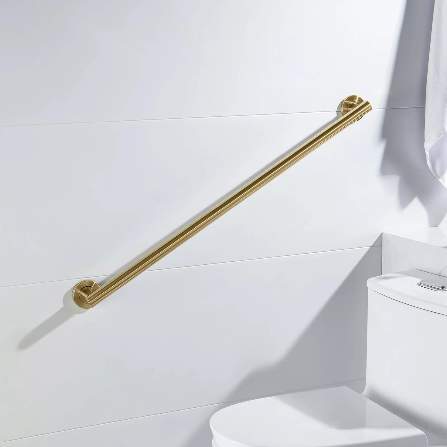 36 Inch Stainless Steel Bathroom Safety Grab Bar | Straight Shaped Grab Bar for Bathtubs and Showers, Shower Safety Grab Bars for Seniors, Wall Mounted Anti-Slip Support (Brushed Nickel, KGB1136)