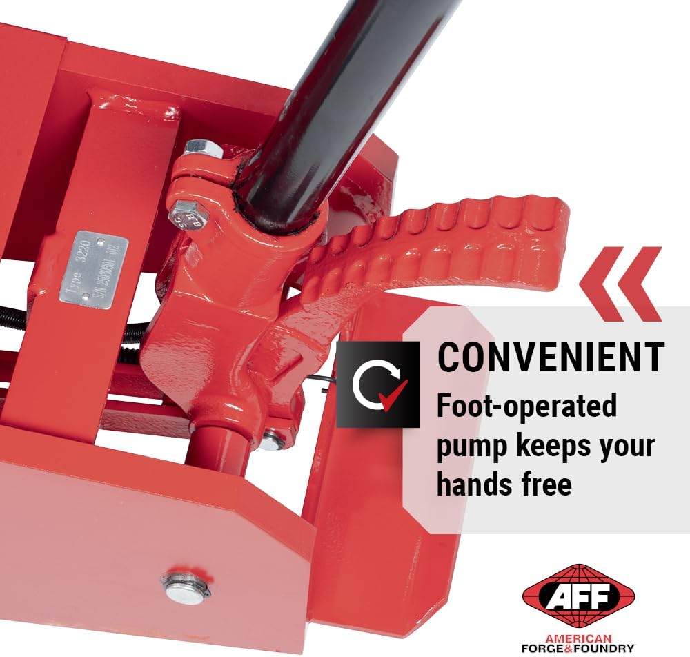 AFF 10 Ton Air Hydraulic Long Chassis Jack - for Long Overhang Vehicles | 10 T Floor Jack with Foot Pump & 3-Position Lock Handle - Ideal for Repair Shops, Bus & Truck Fleets, Heavy Duty Equipment