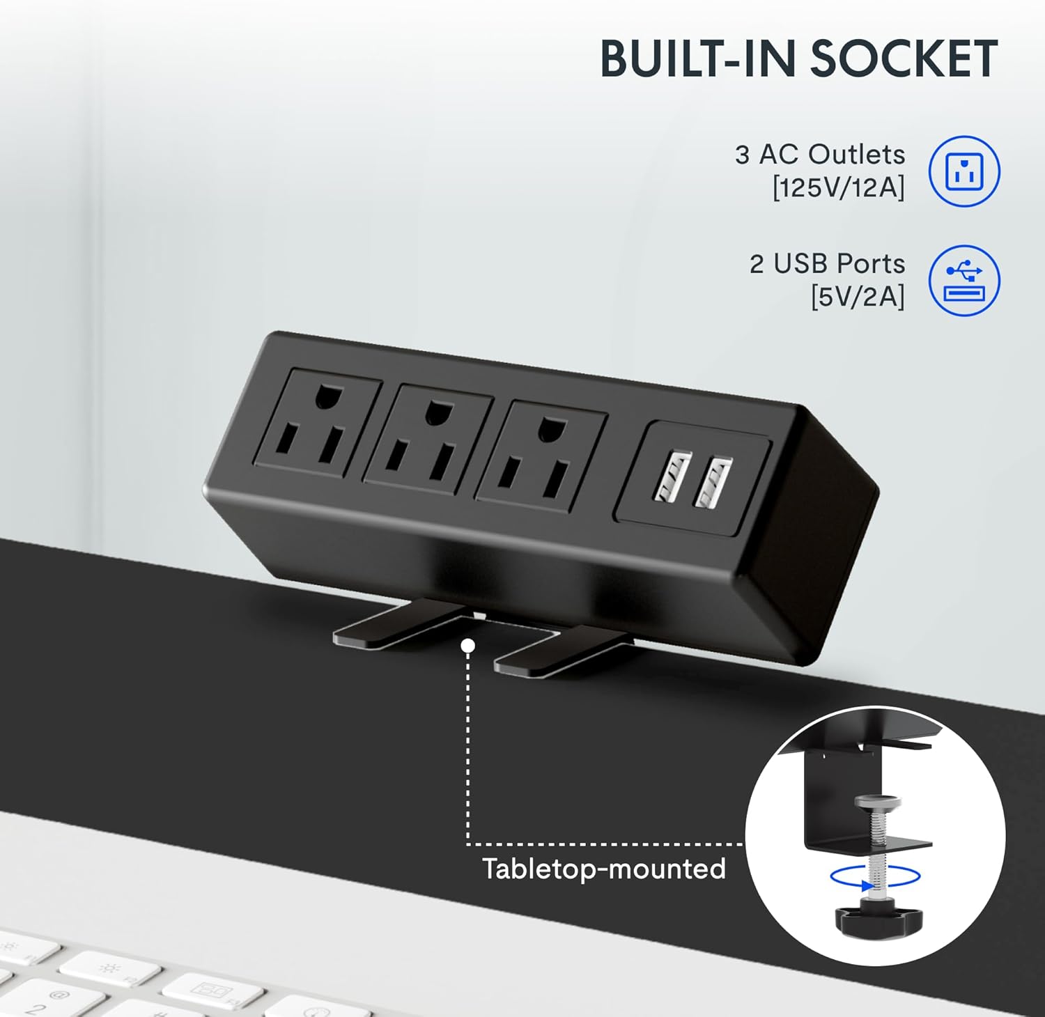 FLEXISPOT EN2 48"x24" Standing Desk with Power Strip Bundle, Black