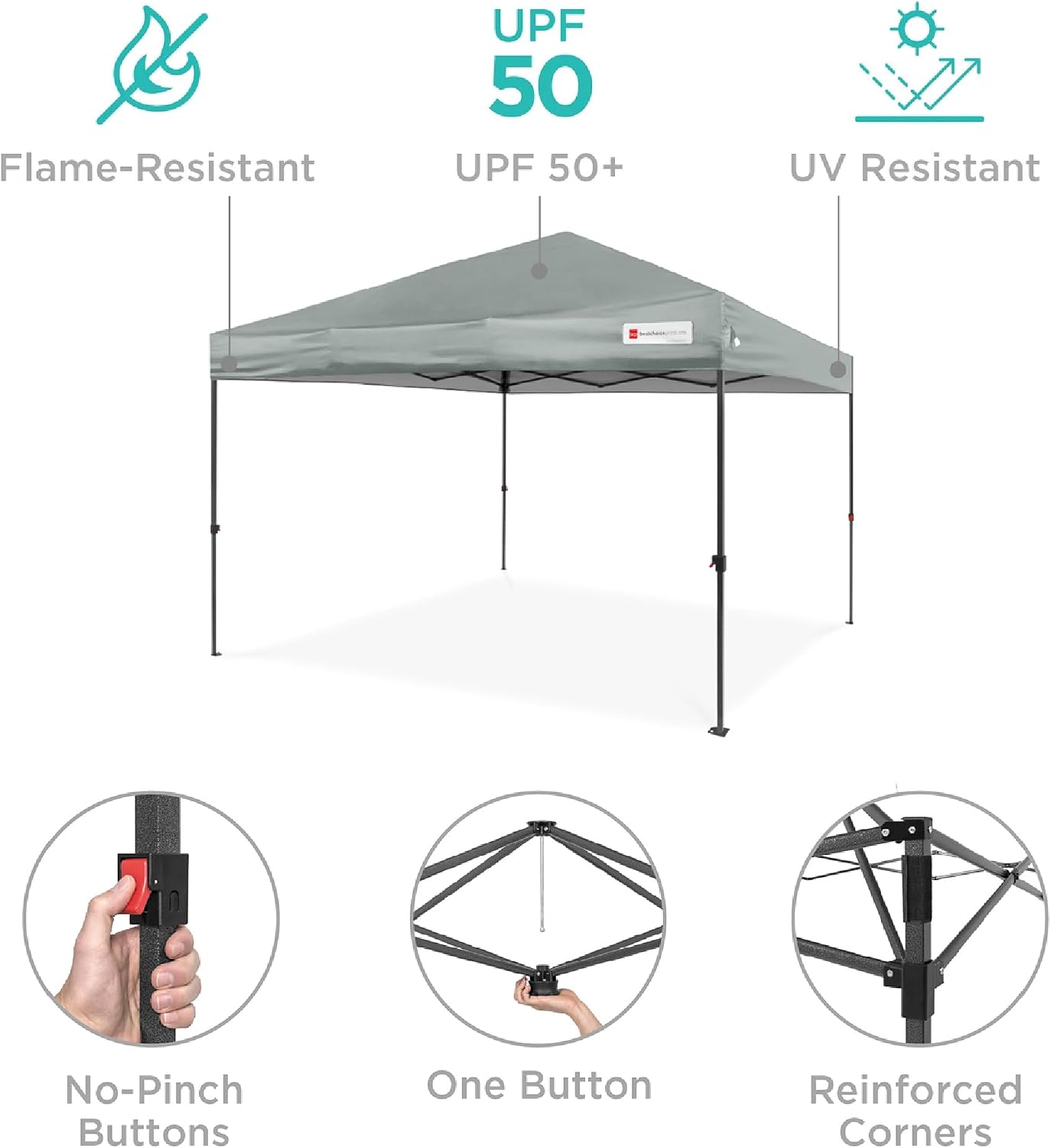 Best Choice Products 10x10ft Pop Up Canopy Tent, Outdoor Shade, 1 Person 1 Minute Set Up, Carry Case, 4 Weight Bags - White